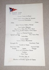 Vintage Wianno Club Dinner Menu Historic District Cape Cod Massachusetts MA