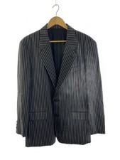 Issey Miyake Men's Wool Striped Tailored Jacket Black Size M ME23-FD049