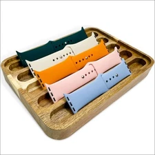 Apple Watch Band Organizer Tray Smartwatch Wooden Acacia Desk Display