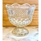 Vintage Anchor Hocking Wexford Clear Glass Footed Pedestal Bowl - 7.75" Diameter