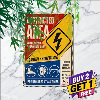 High Voltage Electrical Hazard Danger Pictogram Safety Warning Metal Tin Plaque