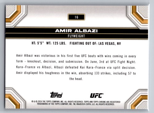 2024 Topps Chrome UFC #16 Amir Albazi Prism Refractor - Picture 2 of 2