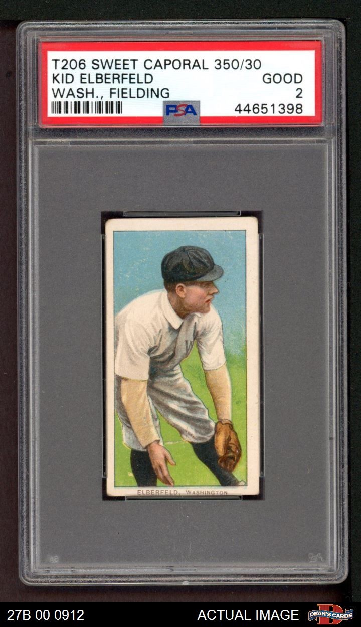 1909 T206 Kid Elberfeld Fielding Senators COMMON VARIATION PSA 2 - GOOD