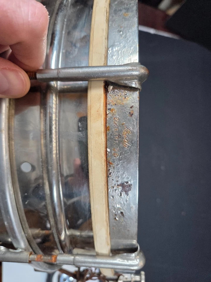 Старинный никелевый малый барабан Ludwig Leedy Piccolo 4 1/2 x 13 дюймов - Изображение 4 из 4