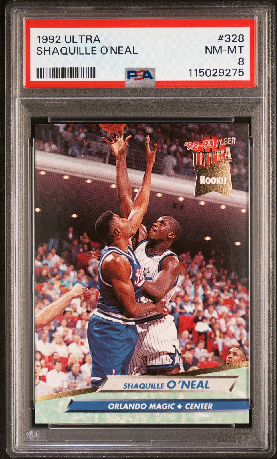 1992 FLEER ULTRA #328 SHAQUILLE O'NEAL ROOKIE RC PSA 8