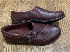 CLARKS BENDABLES Ashland Lane 6306 Redwood Pebbled Leather Slip-On Flats SZ 8 W