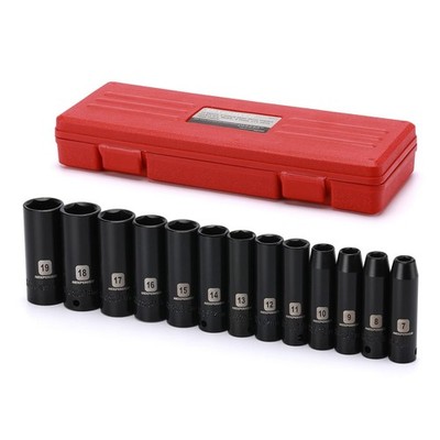 13 Pieces 3/8-Inch Drive Deep Impact Socket Set, 7Mm to 19Mm, CR-V, Metric, 6