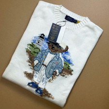 Ralph Lauren Polo Bear Women Medium White Lighthouse Pullover Crewneck Sweater