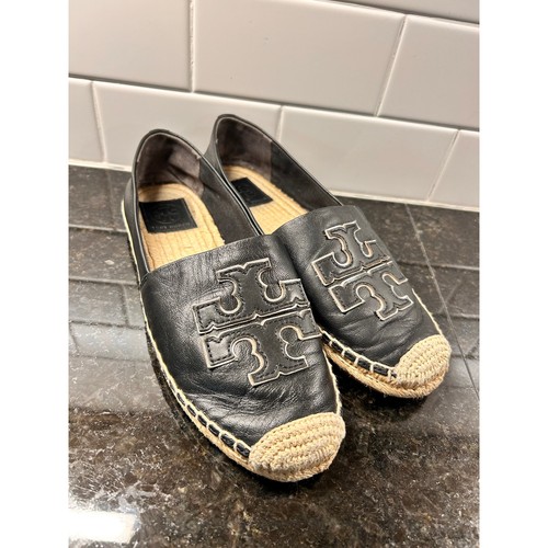 Alpargatas de cuero para mujer Tory Burch zapatos planos cómodos informales negros talla 7,5 M - Imagen 2 de 13