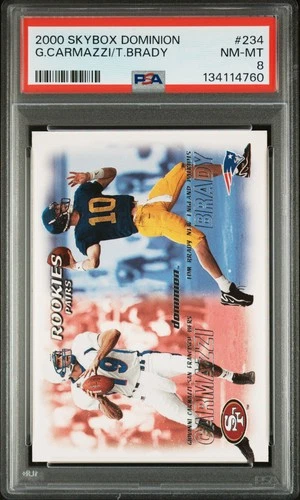 2000 SKYBOX DOMINION #234 GIOVANNI CARMAZZI/TOM BRADY ROOKIE RC PSA 8