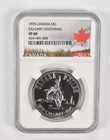 1975 SP69 Canadian $1 Silver Dollar Calgary Centennial NGC Canada Lbl *4068