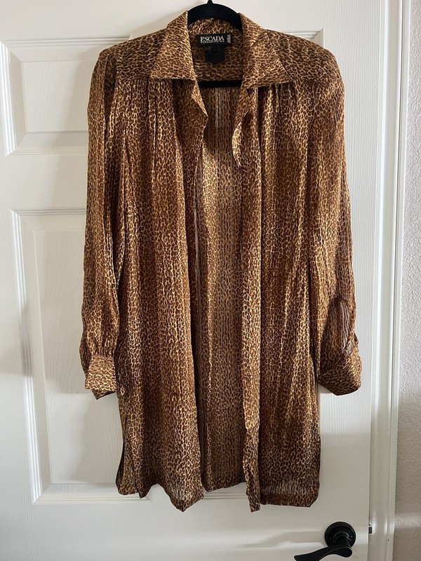 Vintage Escada Leopard Silk Blouse 38