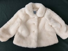 Baby Gap Faux Fur Ivory Dressy Holiday Party Short Coat Girls Size 4yrs