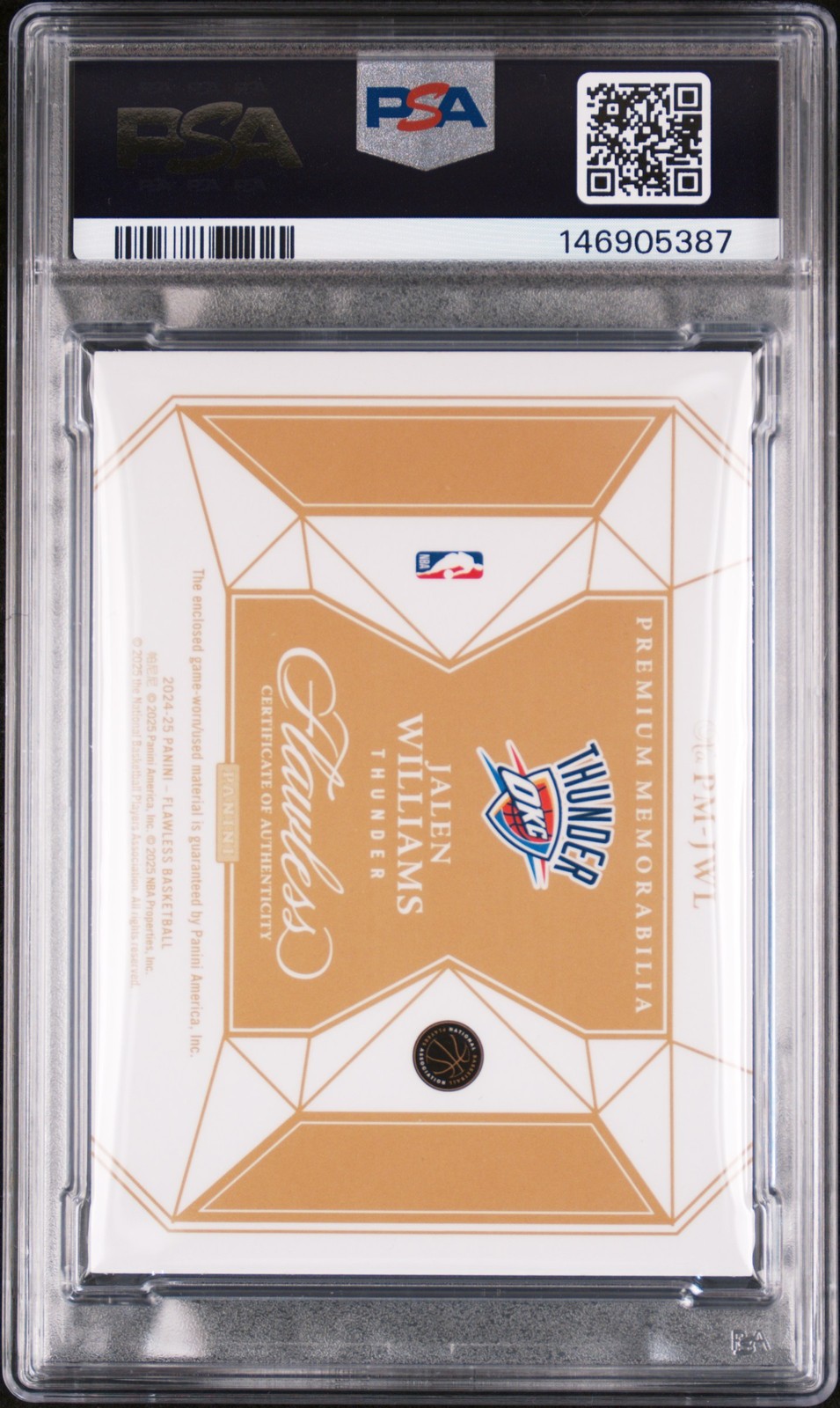 2024 PANINI FLAWLESS PREMIUM MEMORABILIA PLATINUM 1/1 JALEN WILLIAMS 1/1 PSA 8 view 2
