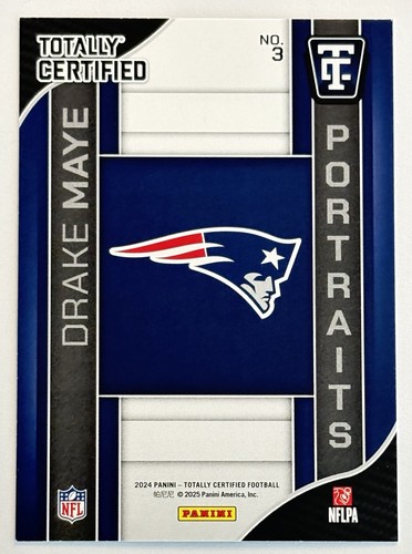 2024 Panini Totally Certified - Portraits Drake Maye #3 (RC) - Picture 2 of 2
