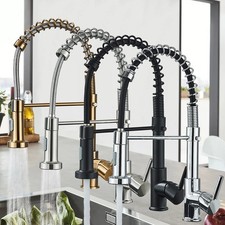 Monobloc Kitchen Sink Mixer Tap Pull Out 360° Swivel Spray Head Single Lever Tap
