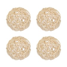 4 Pcs Wicker Rattan Balls 3.9 Inch Rattan Decorative Balls Natural