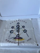 Brussels Bruxelles 1958 Exposition Worlds Fair Souvenir Handkerchief Atomium
