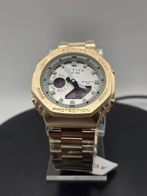Activa by Invicta ACWM423-008 Analog Digital Unisex Watch 45.5mm Gold Tone NIB
