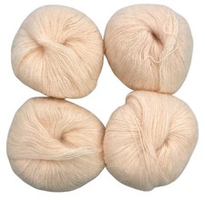 4- Mohair  Wool  Acrylic Yarn Cream Pale Peach 50 Grams Each NEW