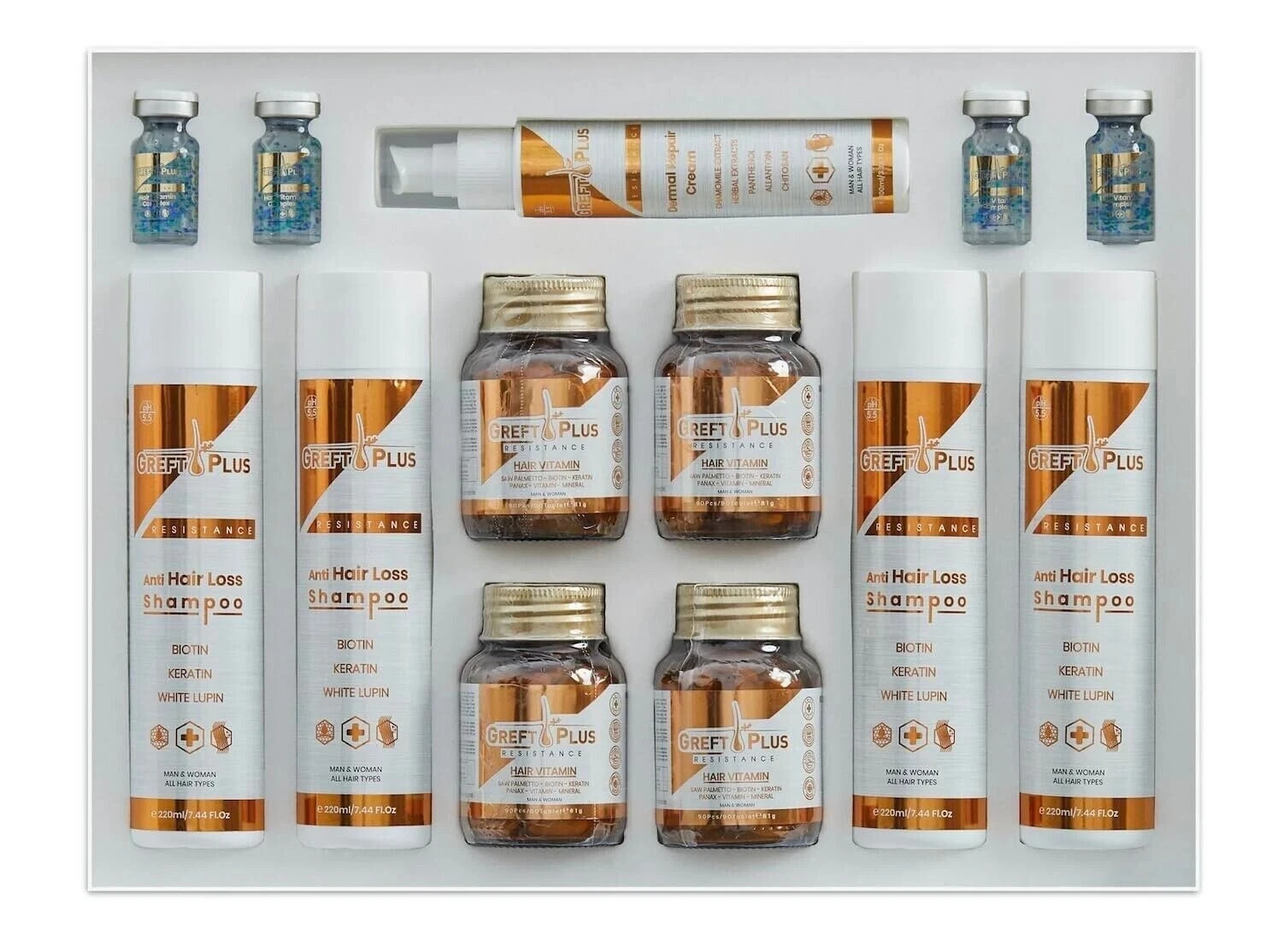 Greft Plus Hair Loss Set &ndash; 6 Month Complete Kit with Shampoo, Vitamins and Serum