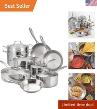 Stainless Steel Cookware Set 14-Piece Induction Safe Pots Pans Dishwasher