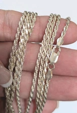 Vtg Italy Solid Sterling Silver Heavy Twisted 3mm Rope 60" Chain Necklace 28 Gr