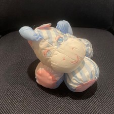 Vintage 1991 Fisher Price Puffalump blue stripes pony horse zebra plush lovey