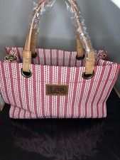 Image of Lee Red White Striped Women's Tote with Detachable Strap & Inner Pockets