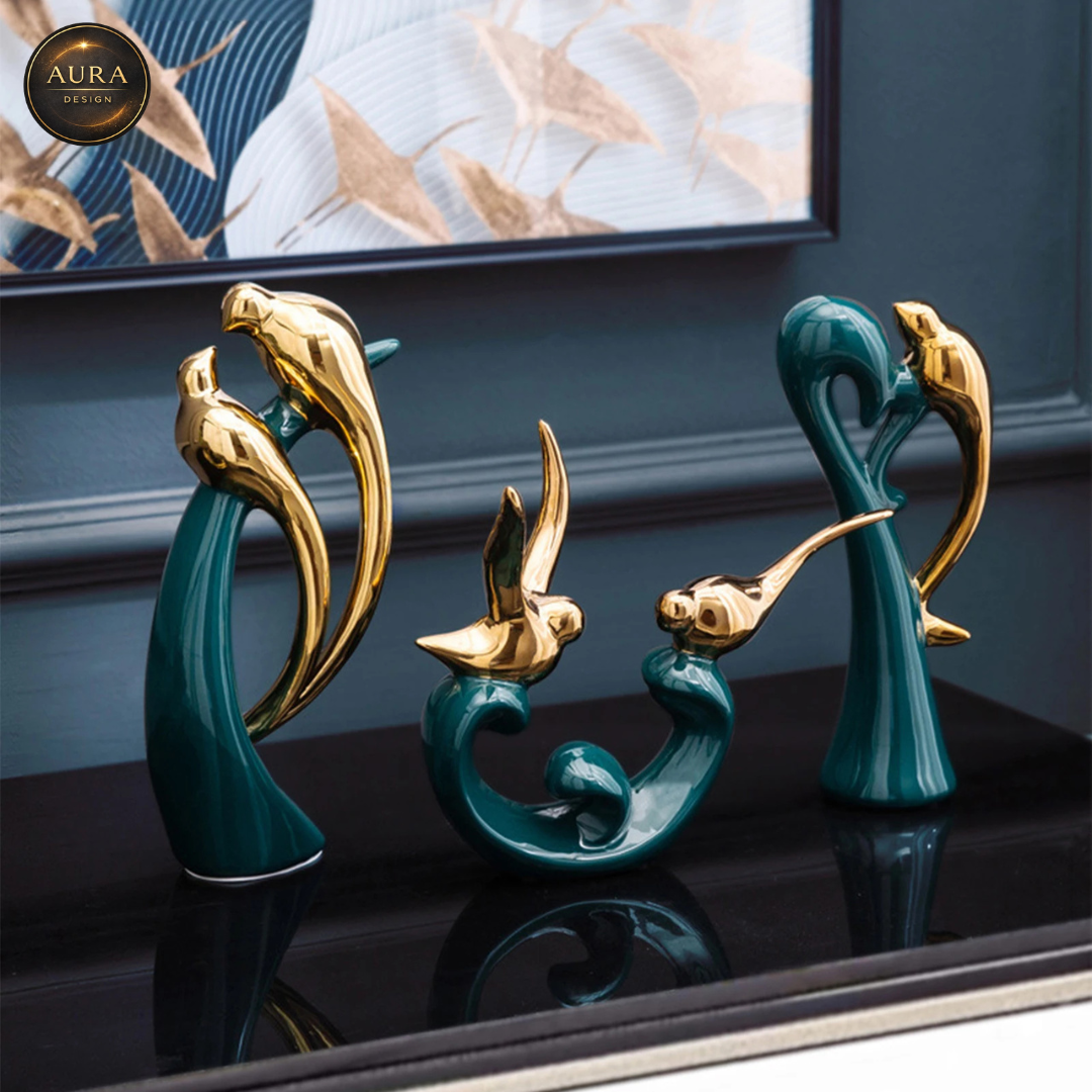 🏛 Modern Decorative Statue of Couple Birds 25cm ✨ Collectible Ornament