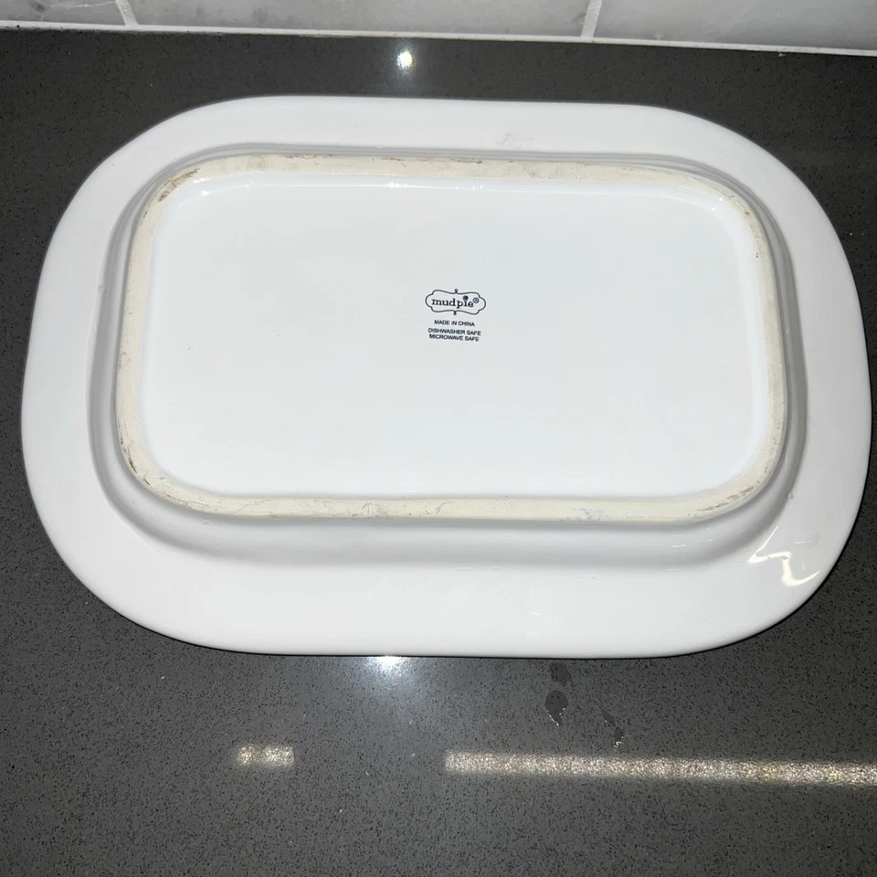 Plato para servir Mud Pie marca Mr and Mrs 10"x7" sentimiento boda Foto 3 de 4