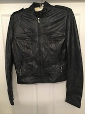 Clements Ribeiro Navy Leather Biker Jacket Size See Details For Measurements.