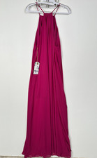 NWT Show Me Your MuMu Maxi Dress Size M Fuchsia Pop Pink Side Slits Chiffon