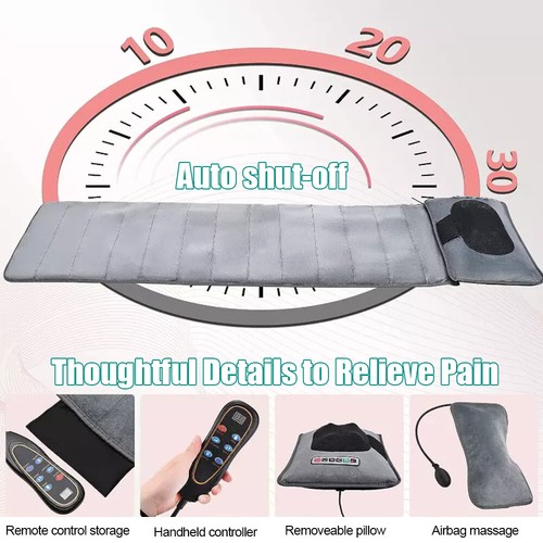 Full Body Massage Mat Heated Neck Massager Vibrating Pad Cushion for Pain Relief - Picture 6 of 17