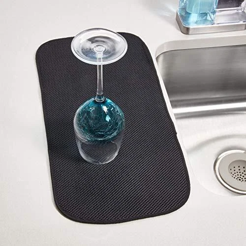 Mini encimera de cocina de tela iDry alfombrilla de secado de platos absorbente delgada negra pequeña Foto 2 de 4