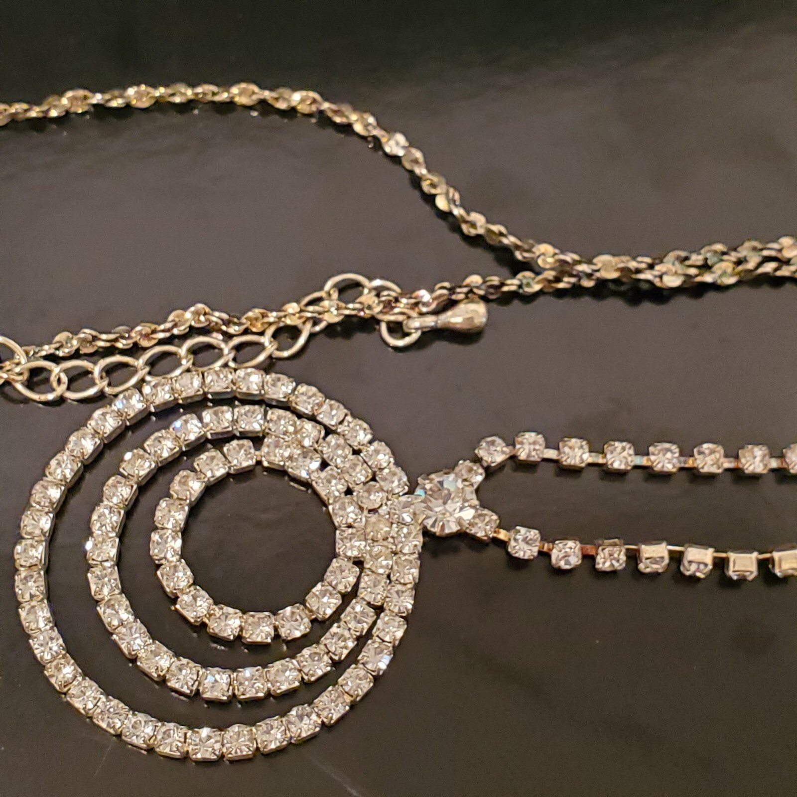 Rhinestone Circle Statement Necklace 20" - image 6