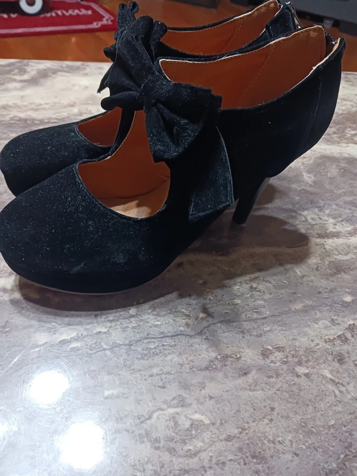 Botas para mujer punta redonda pajarita hueca tacón de aguja talla 10 Whimsigoth  Foto 2 de 4