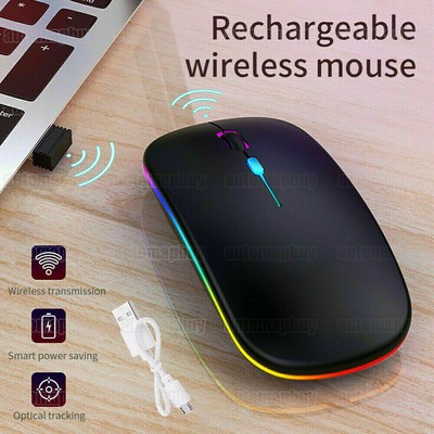 Funk Maus Büro Kabellos Bluetooth Mouse Für PC Laptop Aufladbare Leise Maus LED
