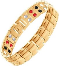 Mens Magnetic Bracelet Titanium Steel Magnetic Bracelet with Double Row Magnets