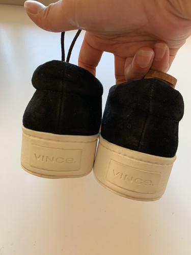Vince Women's Sz 9.5M Slip On Warren Suede Platform Skate Sneakers Black - Picture 5 of 6