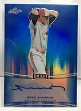 Mike Nikorak 2015 Leaf Metal Draft BLUE Prismatic on-card Autograph Auto #'d/50