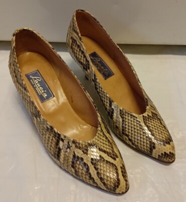 Lancia France Gr. 37 / 4 UK Python naturel Pumps Stilettos - Laucia Vintage - H5