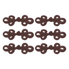 6 Pairs Chinese Knots Frog Buttons Closure Dark Brown Sewing Buttons Fasteners