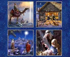 Christmas Nativity Let Us Adore Him Quilt/Pillow Panel  36 x 44in