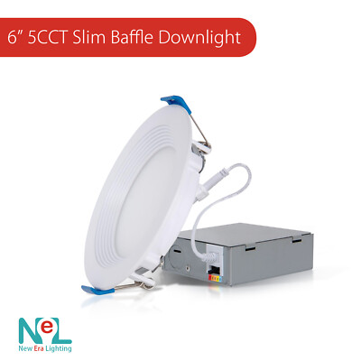 NEW ERA 12W 6 inches 5 CCT Selectable Baffle Slim Downlight 120V