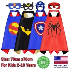 4Pc Superhero Capes and Masks for Kids Cosplay Party Halloween Dress Up Costumes