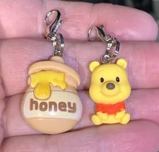 2 Pc Winnie The Pooh  Honey Pot Charm Zipper Pulls  Keychain Add On Clips 