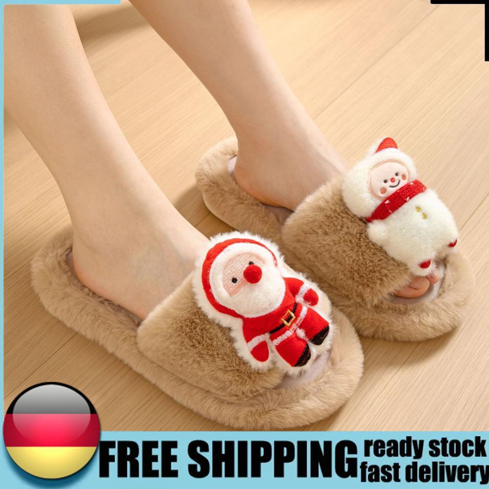 SAOLA Pantofole stampate natalizie casual morbide calde casa pantofole suola gomma pantofole