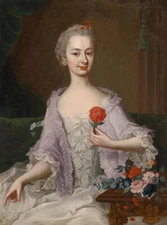 high quality oil painting handpainted on canvas "a young woman with flowers"