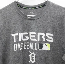 NIKE Baseball Dri-Fit Heather Gray Tshirt MLB Detroit Tigers NIKEBSBL Tee Men M